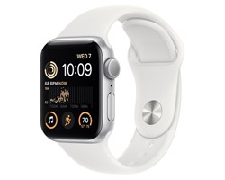 Apple Watch SE Aluminum Case Silver 40mm with White S/M Sport Band