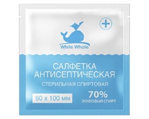 Салфетки для рук White Whale антисептические стерильные спиртовые 60х100 мм саше 1 шт.