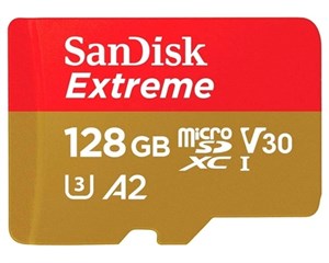 Карта памяти SanDisk Extreme microSDXC Class 10 UHS Class 3 V30 A2 128Gb SDSQXA1-128G-GN6MA + адаптер SD