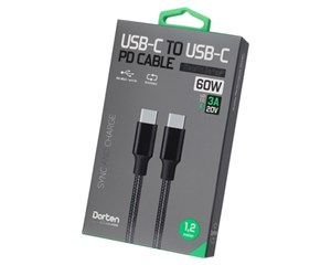 Кабель USB Dorten USB-C to USB-C PD Charging Cable Metallic Series 1,2m Black