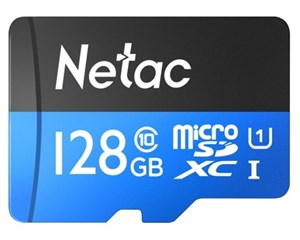 Карта памяти Netac MicroSDXC P500 Standard U1/C10 128Gb + адаптер