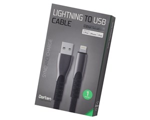 Кабель USB Dorten Lightning to USB Cable Flat Series 1 м Black