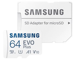 Карта памяти Samsung MicroSD EVO Plus 64Gb + адаптер