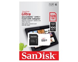 Карта памяти SanDisk Ultra microSDXC Class 10 UHS Class 1 128Gb SDSQUNR-128G-GN6TA + адаптер SD