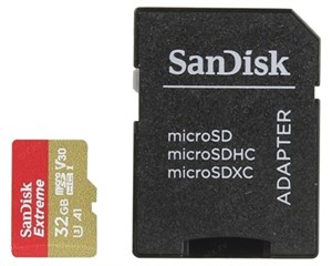 Карта памяти SanDisk Extreme microSDHC Class 10 UHS-I V30 A1 32Gb SDSQXAF-032G-GN6MA + адаптер SD