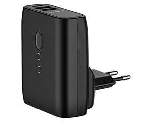 Зарядное устройство сетевое с аккумулятором USAMS US-CD71 PB11 Dual USB Charger Power Bank Black 5000 мАч