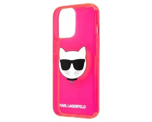 Панель-накладка Karl Lagerfeld FLUO Choupette Hard Transparent Pink для iPhone 13 Pro Max