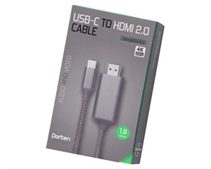 Кабель HDMI Dorten USB-C to HDMI 2.0 Cable Tetron Series 1,8 м Space Gray