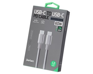 Кабель USB Dorten USB-C to USB-C PD Charging Cable Metallic Series 1,2m Silver