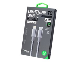 Кабель USB Dorten USB Type-C to Lightning Cable Metallic Series 1,2m Silver
