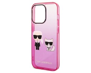 Панель-накладка Karl Lagerfeld PC/TPU Karl & Choupette Hard Gradient Pink для iPhone 14 Pro