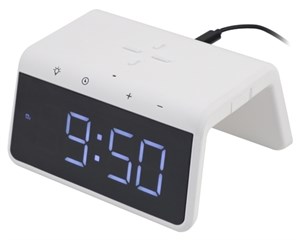 Зарядное устройство беспроводное ONEXT с часами-будильником и подсветкой White