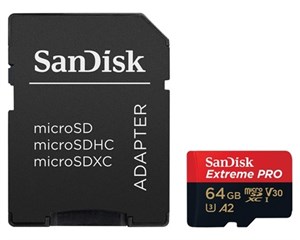 Карта памяти SanDisk ExtremePro microSDXC Class 10 UHS Class 3 V30 A2 64Gb SDSQXCY-064G-GN6MA + адаптер SD