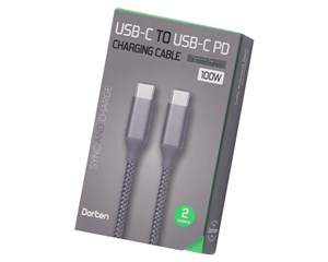 Кабель USB Dorten USB-C to USB-C PD Charging Cable Tetron Series 2 м Space Gray