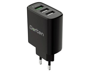 Зарядное устройство сетевое Dorten 3 USB Smart ID Quick Charger 30W 2.4A Black