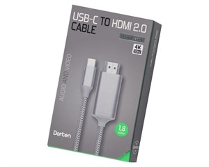 Кабель HDMI Dorten USB-C to HDMI 2.0 Cable Tetron Series 1,8 м Silver