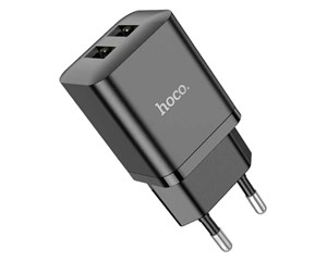 Зарядное устройство сетевое HOCO N25 Maker Dual USB Port Safe Charger 12W Black