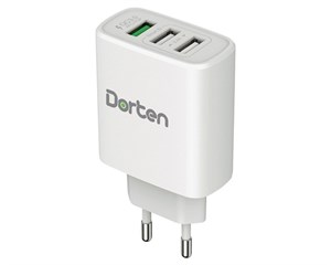 Зарядное устройство сетевое Dorten 3 USB Smart ID Quick Charger 30W 2.4A White
