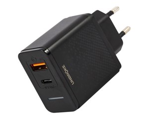 Зарядное устройство сетевое Unbroke UN-1 QC3.0+USB-C / PD Black