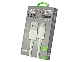 Кабель USB Dorten USB-C to USB Cable Classic Series 0,3 м White