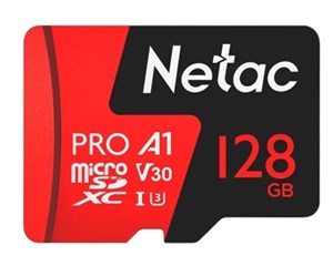 Карта памяти Netac MicroSDXC P500 Extreme Pro V30/A1/C10 128Gb + адаптер