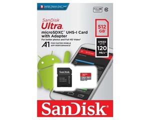 Карта памяти SanDisk Ultra microSDXC Class 10 UHS Class 1 A1 512Gb SDSQUA4-512G-GN6MA + адаптер SD