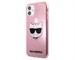 Панель-накладка Karl Lagerfeld Glitters Choupette Hard Transparent Pink для iPhone. Изображение 1.