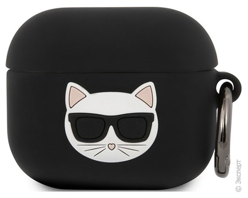 Чехол Karl Lagerfeld Silicone Case With Ring Choupette Black для зарядного кейса AirPods 3. Изображение 1.