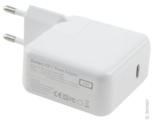 Зарядное устройство сетевое Dorten USB-C PD Power Adapter 30W 3 A White. Изображение 3.