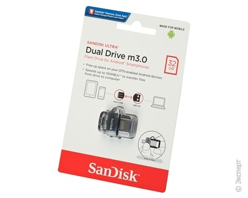 Накопитель USB SanDisk Ultra Dual Drive M3.0 32Gb SDDD3-032G-G46. Изображение 1.