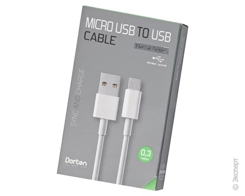 Кабель USB Dorten Micro USB to USB Cable Classic Series 0,3 м White. Изображение 1.
