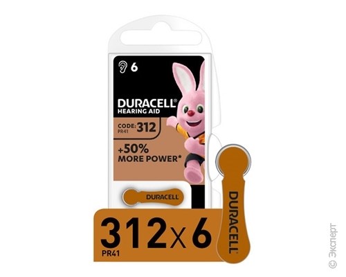 Батарейка Duracell ZA132-6BL для слухового аппарата 6 шт.. Изображение 1.