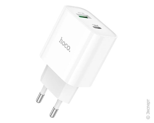 Зарядное устройство сетевое HOCO C80A Plus Rapido Dual Fast Charge 20W White. Изображение 1.