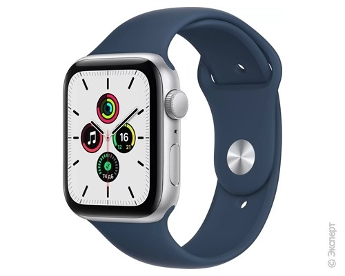 Apple Watch SE Aluminum Case Silver 44mm with Abyss Blue Sport Band. Изображение 1.