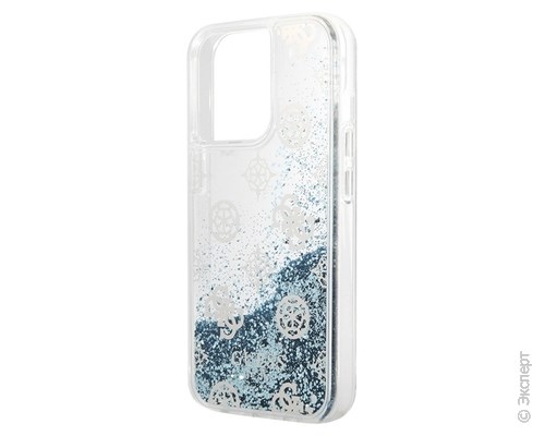 Панель-накладка Guess Liquid Glitter Peony Hard Blue для iPhone 13 Pro. Изображение 1.