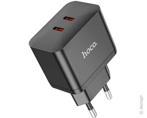 Зарядное устройство сетевое HOCO N29 Triumph Dual USB-C Fast Charger 35W Black. Изображение 4.