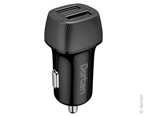 Зарядное устройство USB автомобильное Dorten Car Quick Charger 2-Port USB Smart ID 12W Black. Изображение 1.