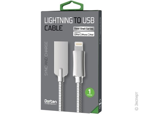 Кабель USB Dorten Lightning to USB Cable Steel Shell Series 1 м Silver. Изображение 8.