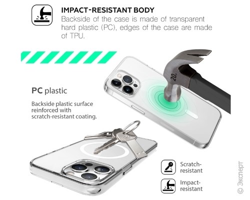 Панель-накладка Hardiz Hybrid Magnet Case with MagSafe Clear для Apple iPhone 15 Pro Max. Изображение 4.