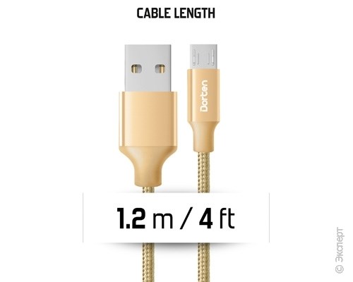 Кабель USB Dorten Micro USB to USB Cable Metallic Series 1,2 м Gold. Изображение 9.