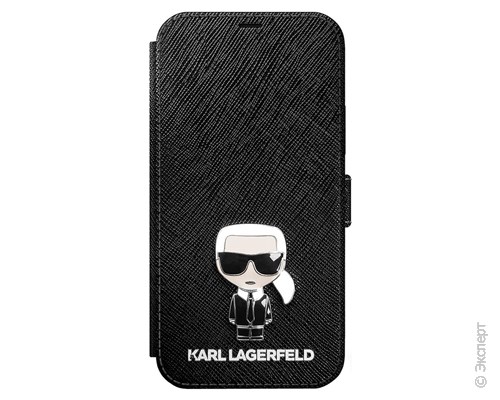 Чехол Karl Lagerfeld PU Saffiano Ikonik Karl Booktype Black для iPhone 12 Pro Max. Изображение 1.