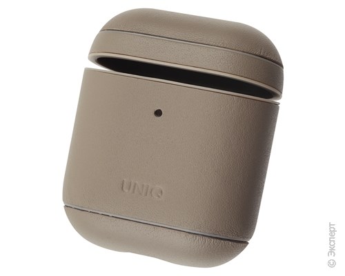 Чехол Uniq Terra Genuine Leather Beige для зарядного кейса AirPods. Изображение 1.