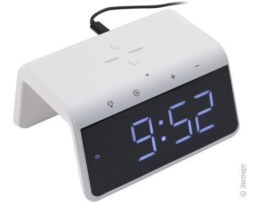 Зарядное устройство беспроводное ONEXT с часами-будильником и подсветкой White. Изображение 4.
