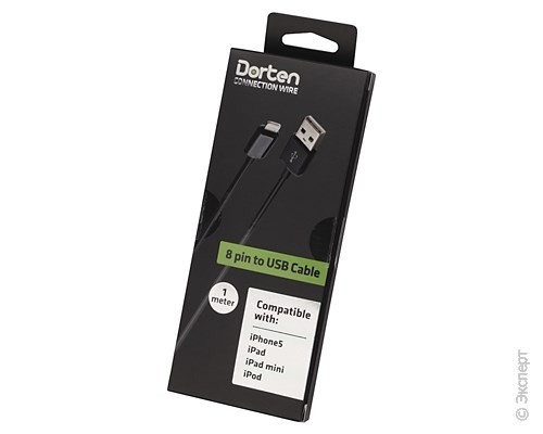 Кабель USB Dorten 8 pin to USB Cable 1 м White. Изображение 1.
