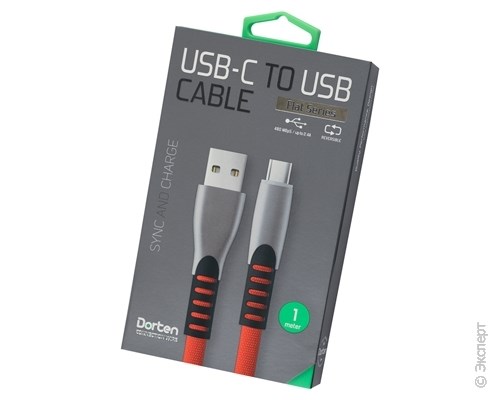Кабель USB Dorten USB Type-C to USB Cable Flat Series 1 м Red. Изображение 1.