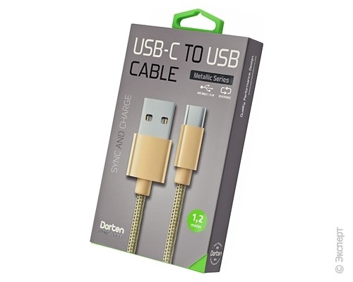 Кабель USB Dorten USB-C to USB Cable Metallic Series 1,2 м Gold. Изображение 1.