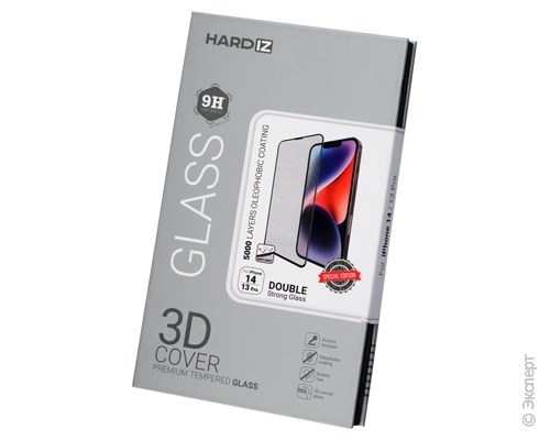 Стекло защитное Hardiz 3D Cover Premium Glass Black Frame для Apple iPhone 14/13 Pro. Изображение 1.