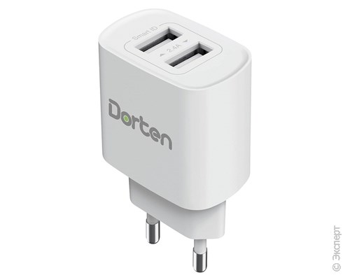 Зарядное устройство сетевое Dorten 2-Port USB Smart ID Wall Quick Charger 12W 2.4A White. Изображение 1.