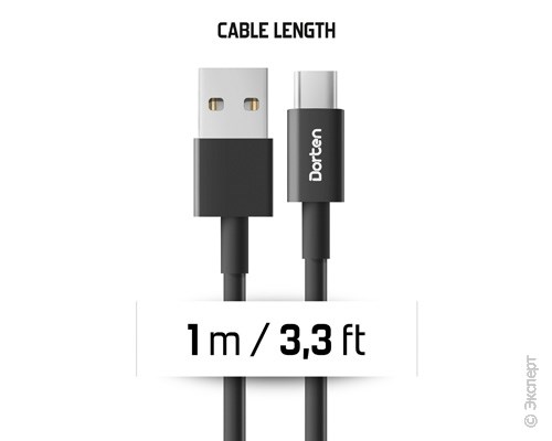 Кабель USB Dorten USB-C to USB Cable Classic Series 1 м Black. Изображение 7.