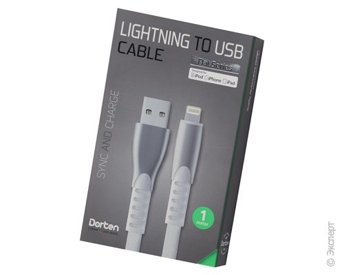 Кабель USB Dorten Lightning to USB Cable Flat Series 1 м White. Изображение 1.